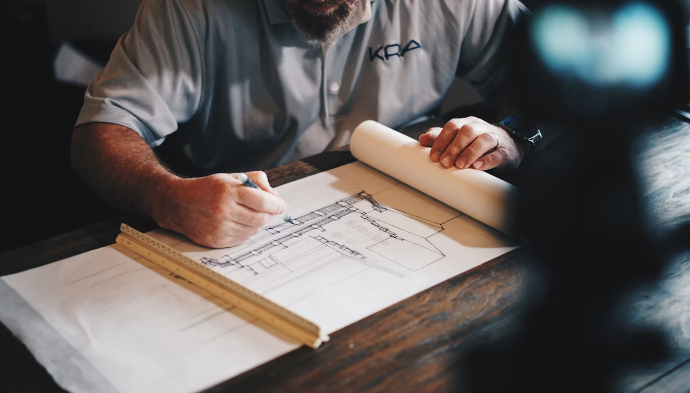 Commercial construction site with digital project management